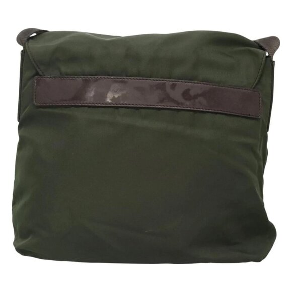 PRADA Shoulder Bag Nylon Khaki Silver Auth - Picture 2 of 16